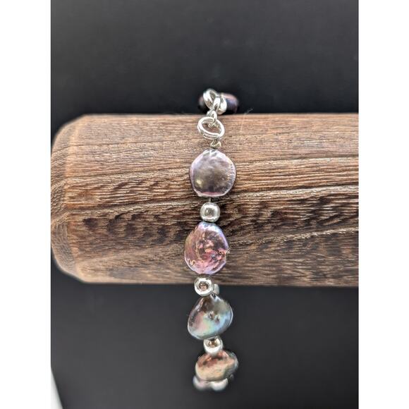 925 Sterling Peacock Coin Pearl Bracelet - Picture 7 of 8